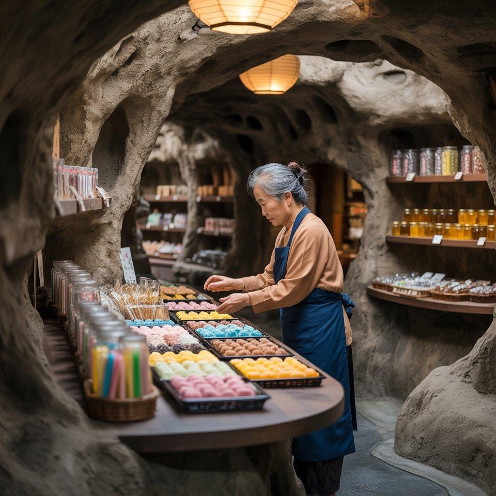 洞窟っぽい駄菓子屋