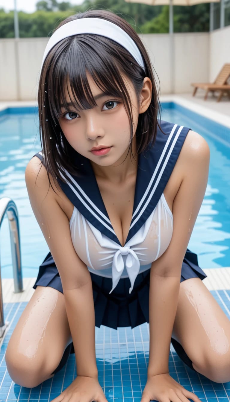 濡れ制服のボリューム感が限界突破してて草ｗｗｗ目のやり場に困る『透け感』にネット騒然