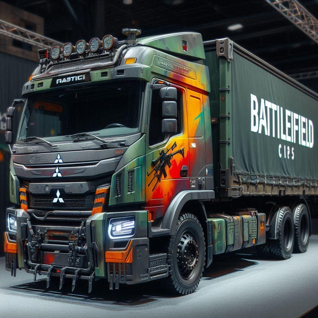バトルフィールドカラーの三菱ふそうトラック