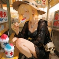 駄菓子屋でかき氷を食べるカート・コバーン好きの女 3枚目