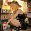 駄菓子屋でかき氷を食べるカート・コバーン好きの女 4枚目