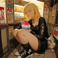 駄菓子屋でかき氷を食べるカート・コバーン好きの女 6枚目