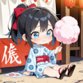ちび過ぎる浴衣×ポニーテール 2枚目