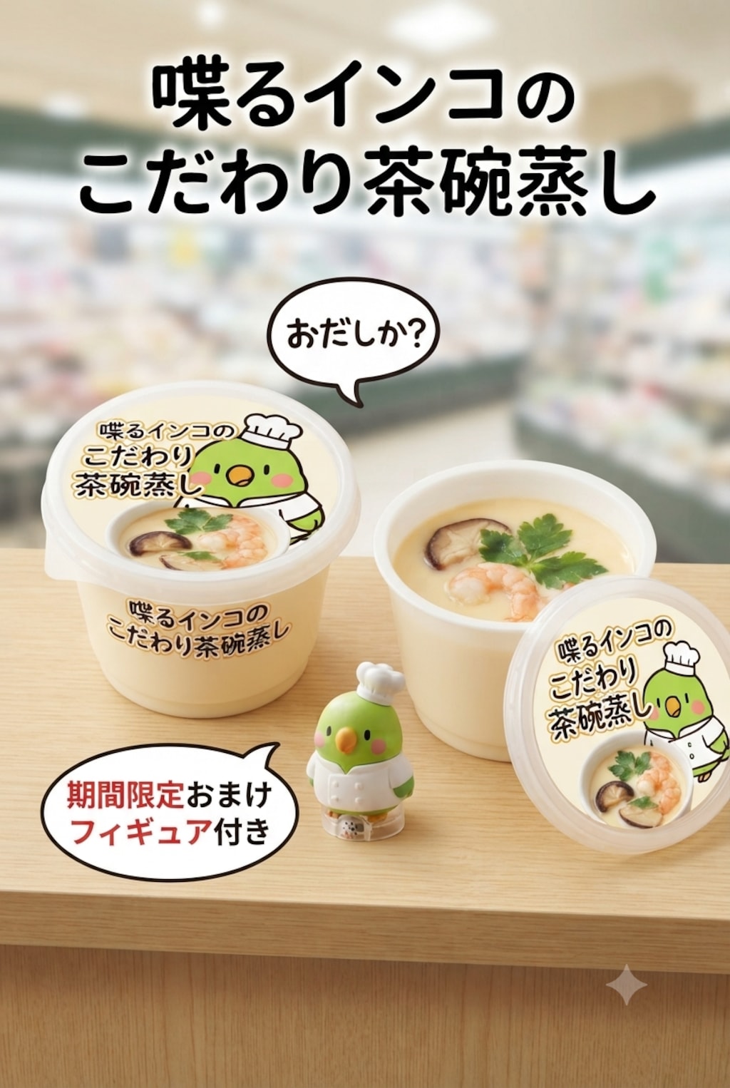 フィギュア付き茶碗蒸しとプリン