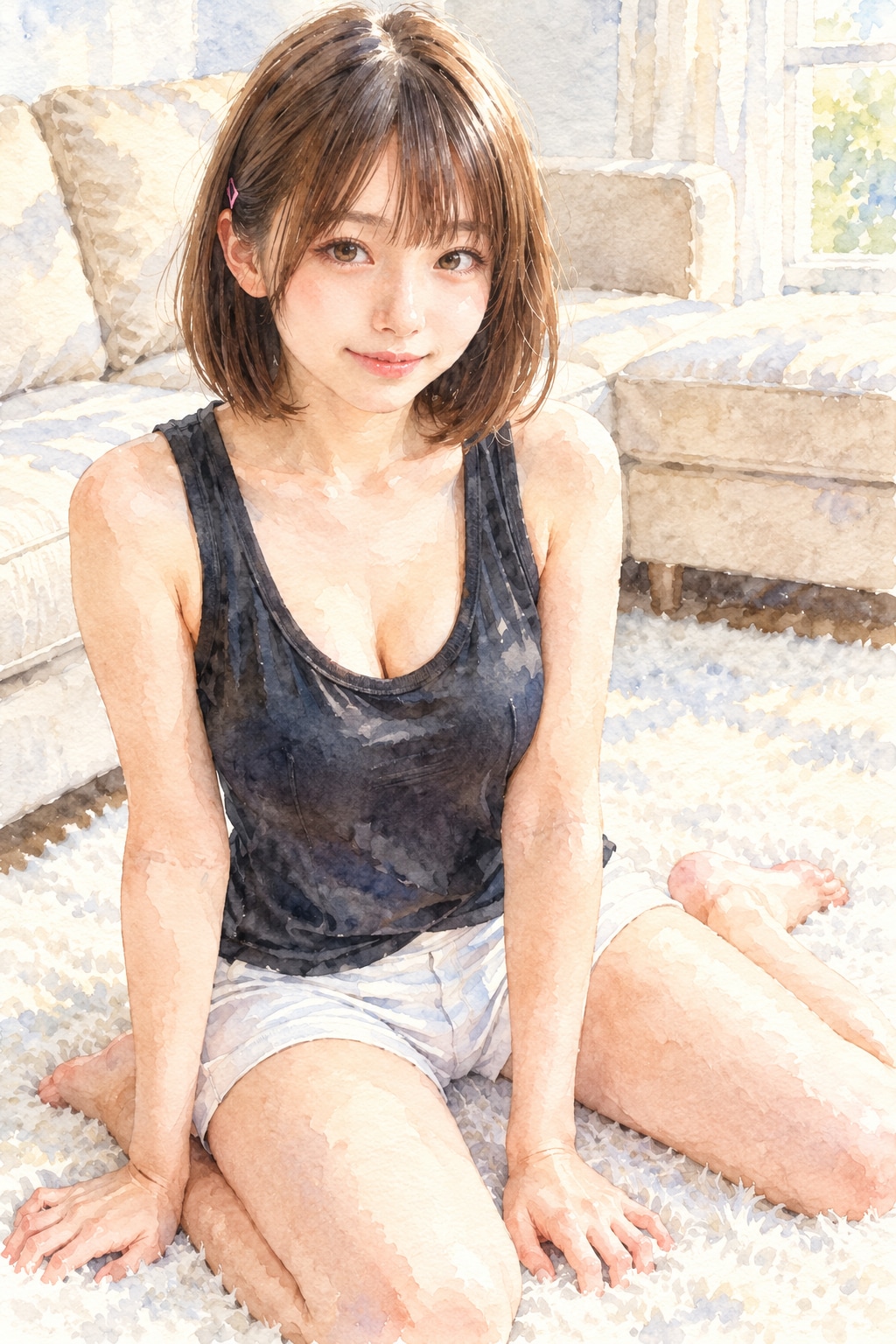 【ウチの娘シリーズ】水彩画風の葵ちゃん
