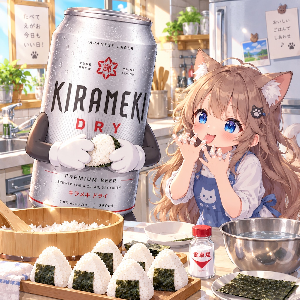 おにぎりを作る小さな女の子
