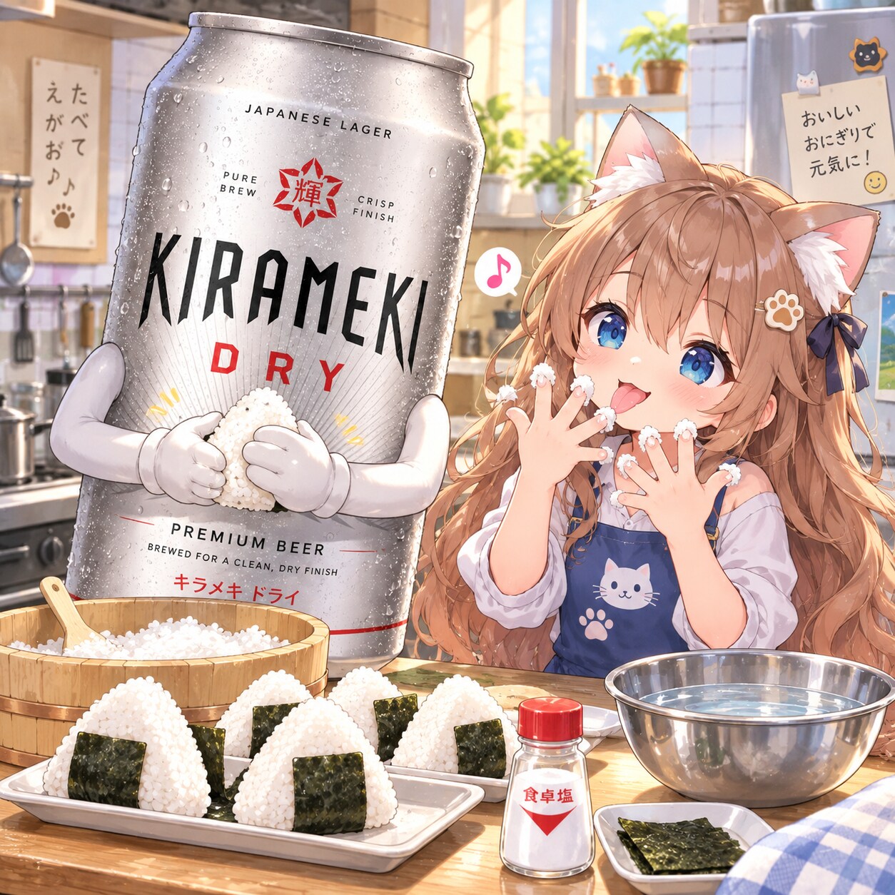 おにぎりを作る小さな女の子 | の人気AIイラスト・グラビア