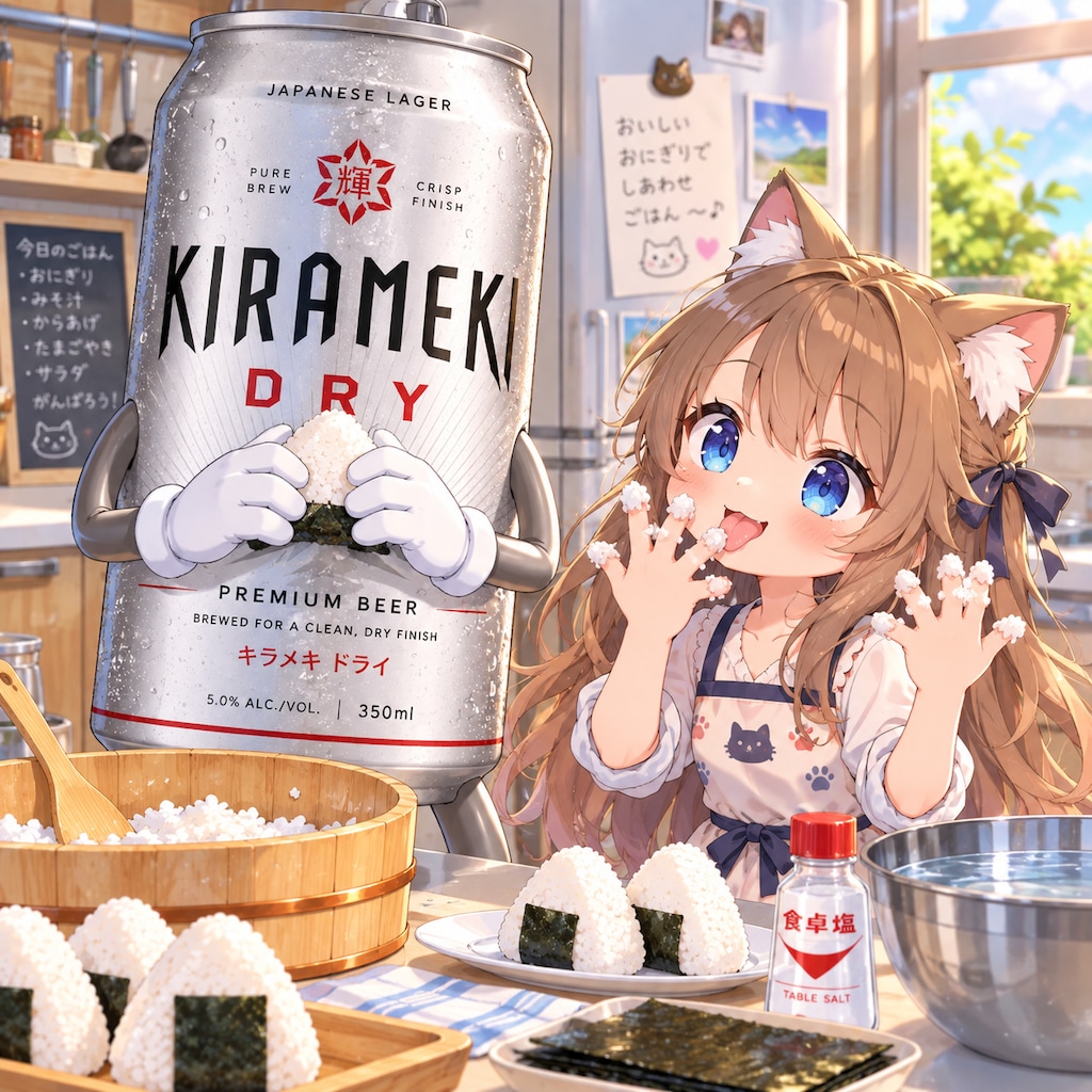 おにぎりを作る小さな女の子