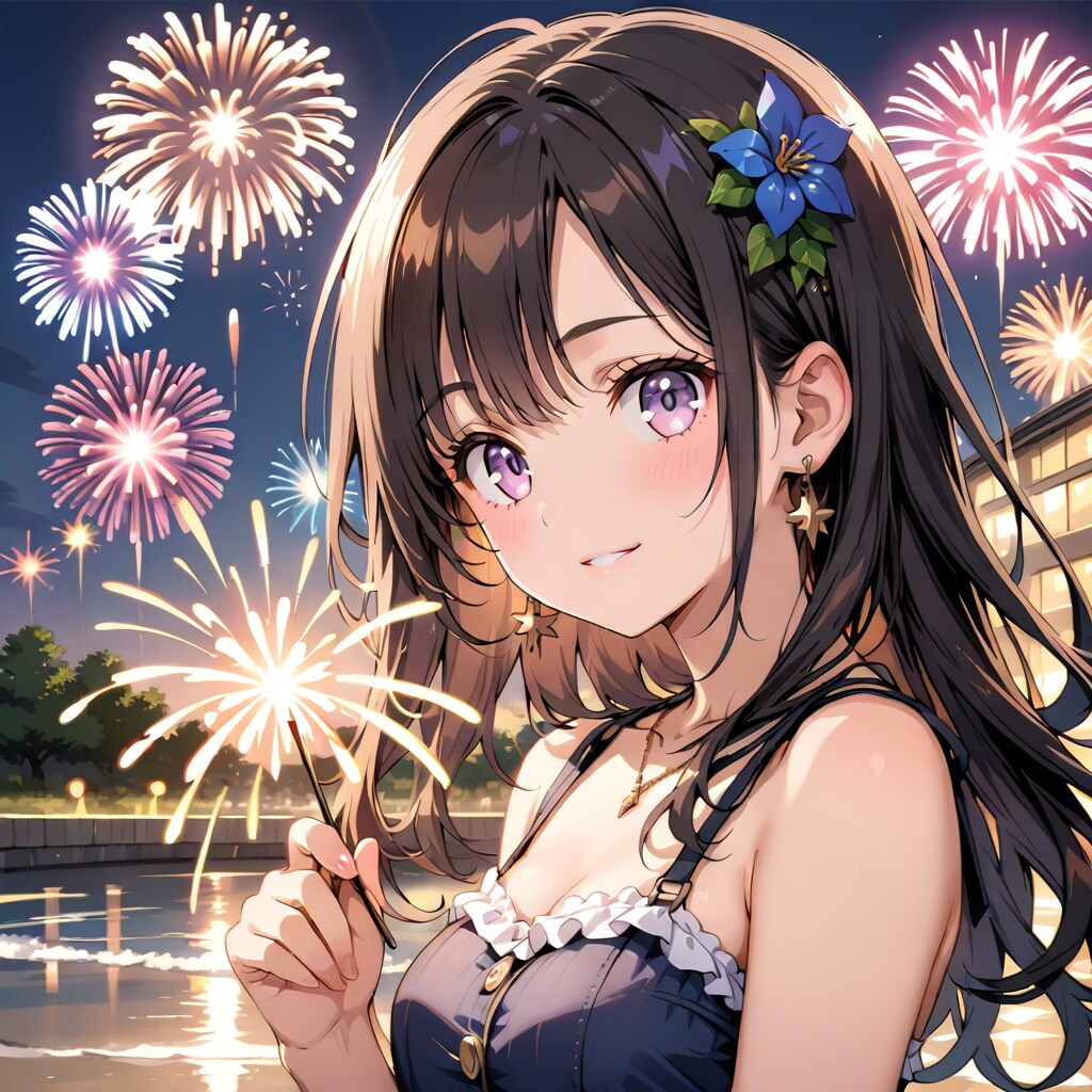 夏祭り花火　LARIMAR | の人気AIイラスト・グラビア