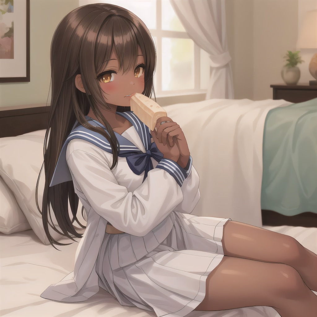 黒髪ロングで寝室の少女１５