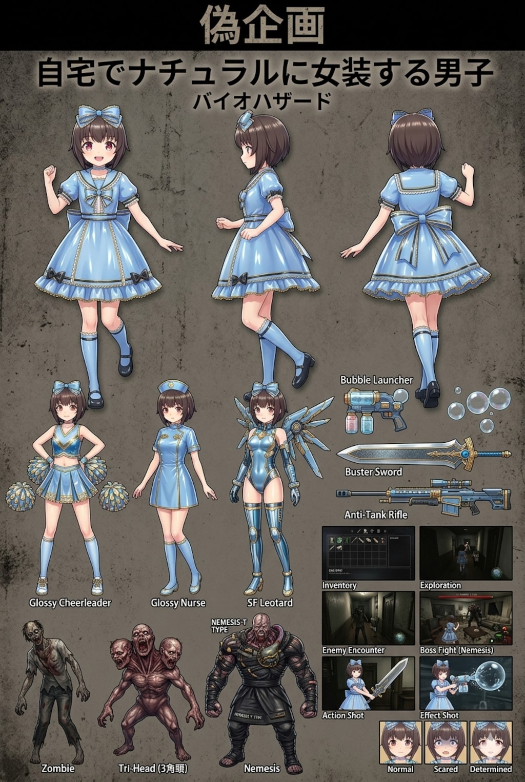 自宅でナチュラルに女装する男子　バイオハザード