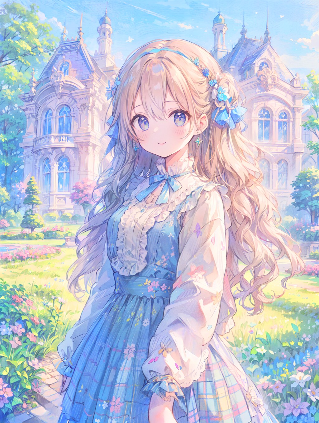 お嬢様の色鉛筆スケッチ