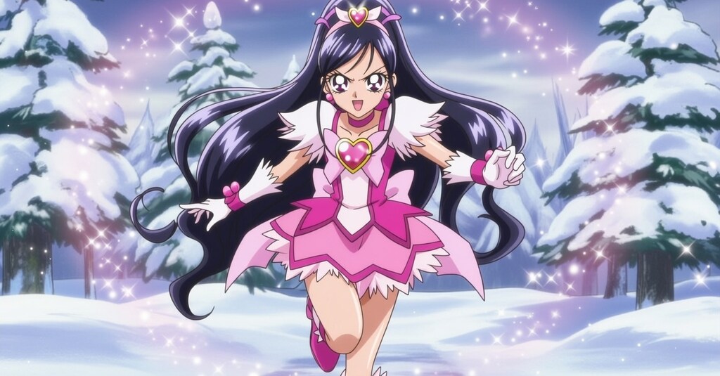 雪国を走るプリキュアのような子