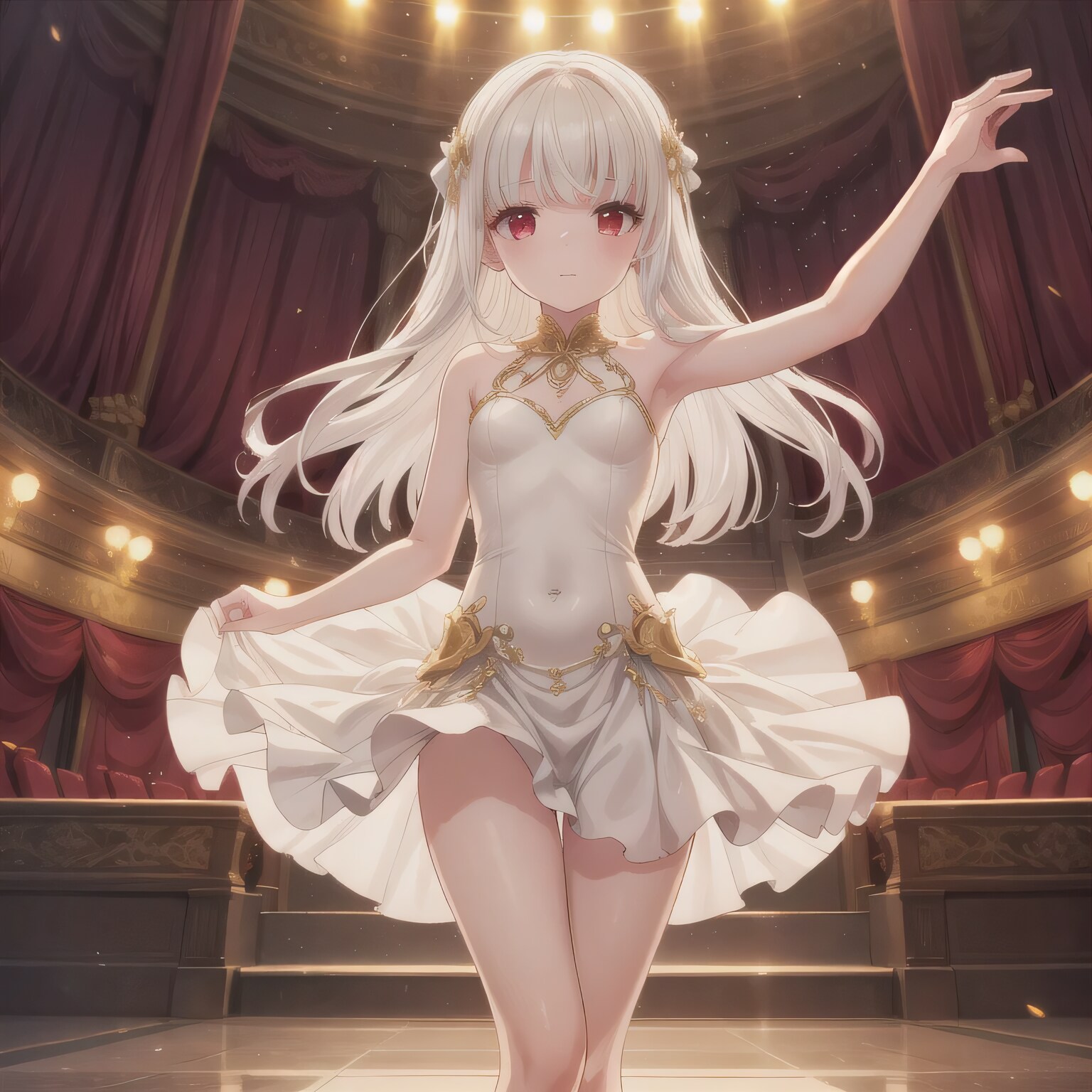 白髪ロングで演劇の少女６ | の人気AIイラスト・グラビア