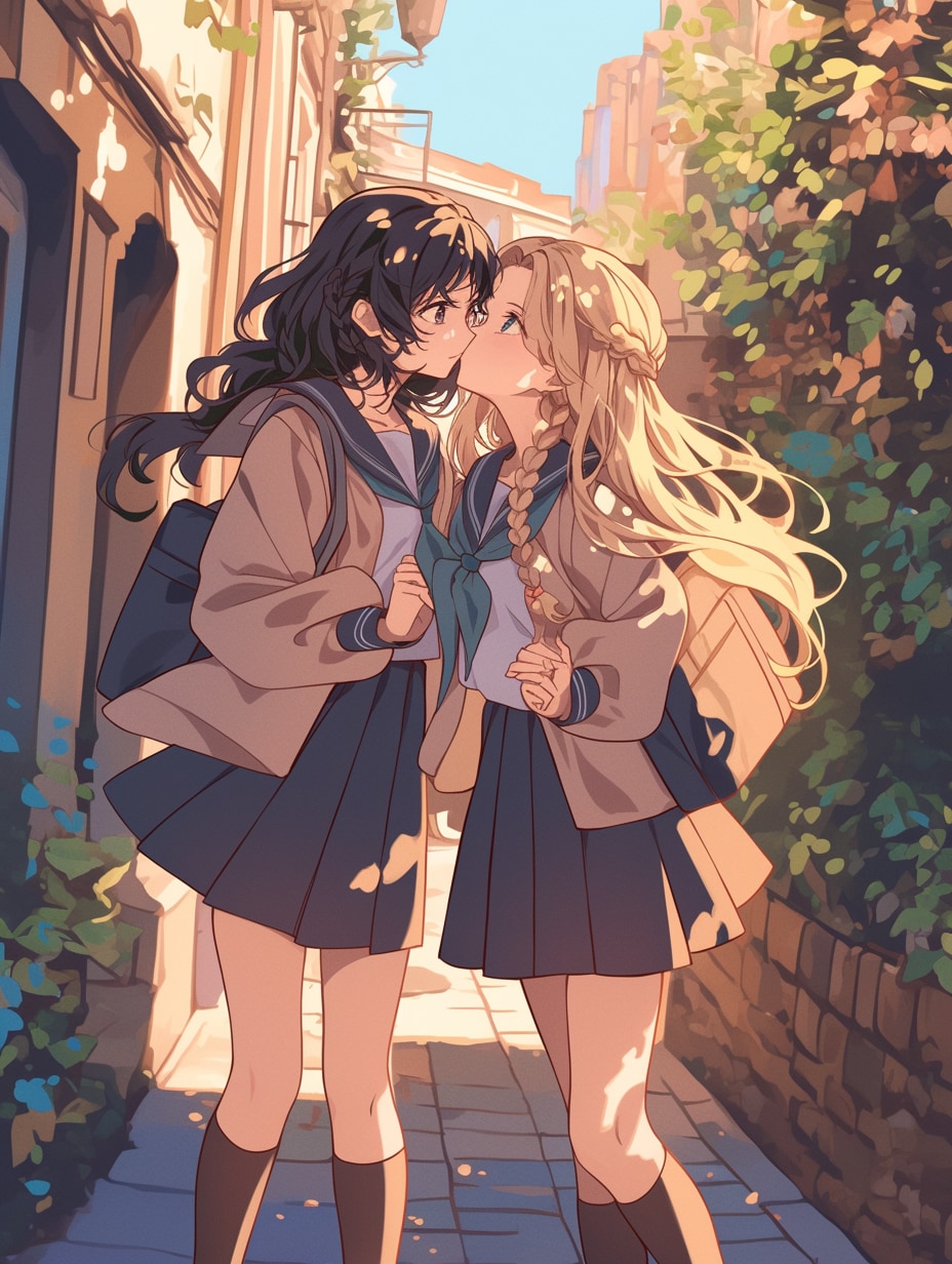 キスしたい二人のJK245 | の人気AIイラスト・グラビア