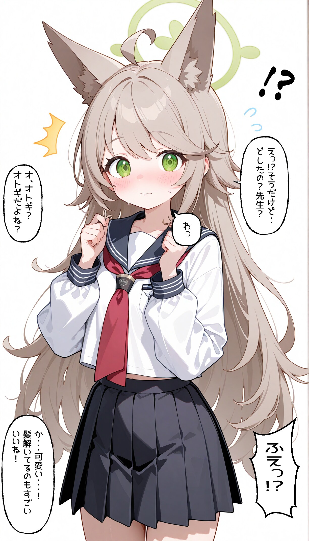 ブルアカ　オトギが髪を解いてるのを見てしまった先生