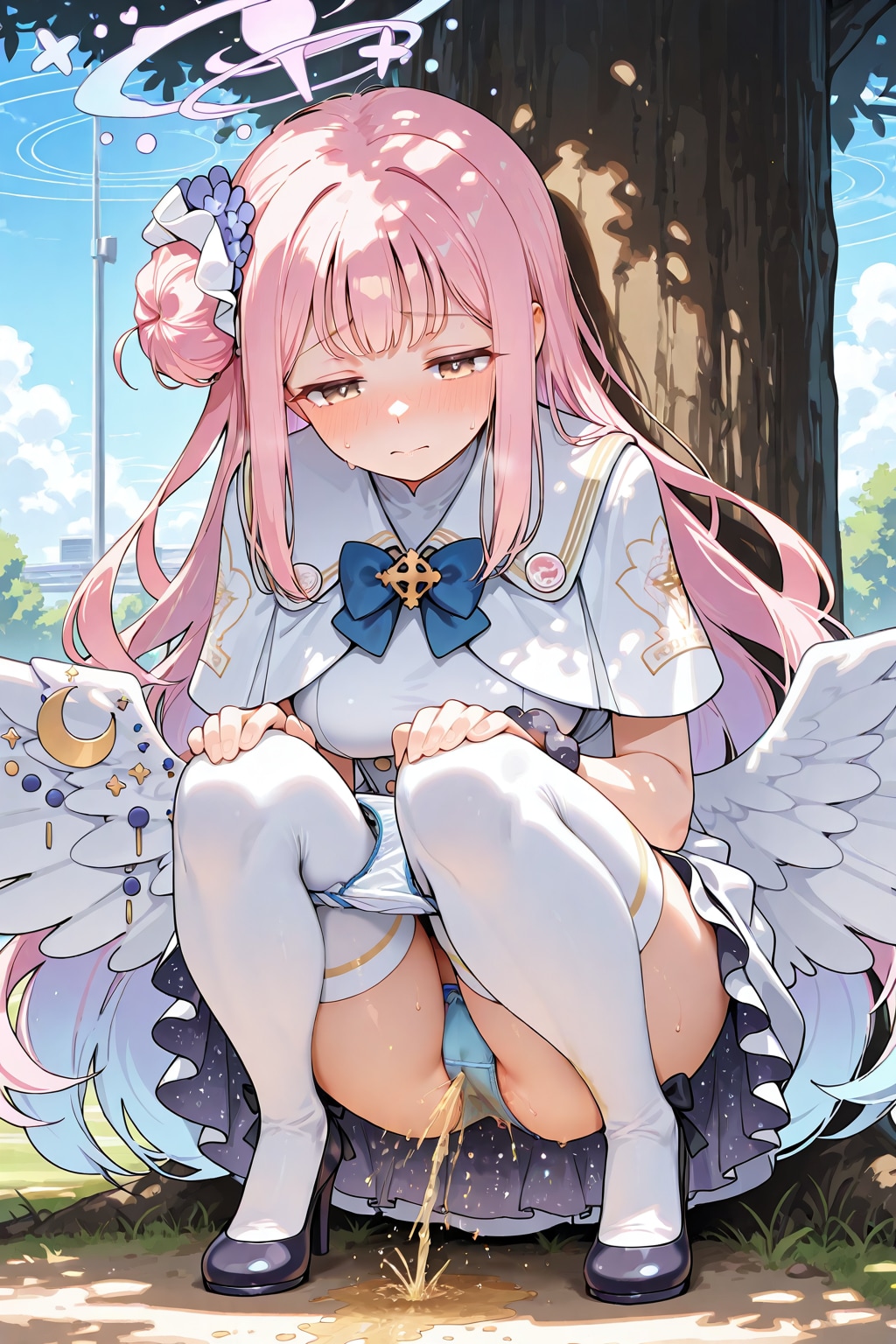 木陰でお漏らし