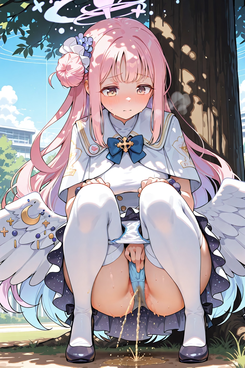 木陰でお漏らし