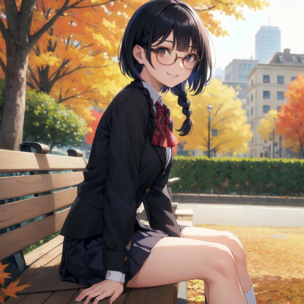 秋の黒髪眼鏡っ娘