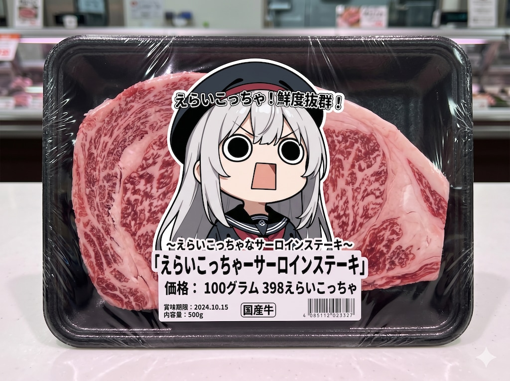 えらいこっちゃ嬢印のえらいこっちゃーロインステーキ
