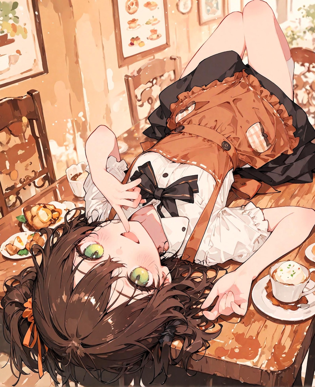 茶髪のウェイトレス少女