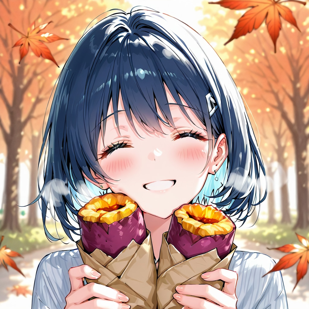焼き芋を食べる女の子