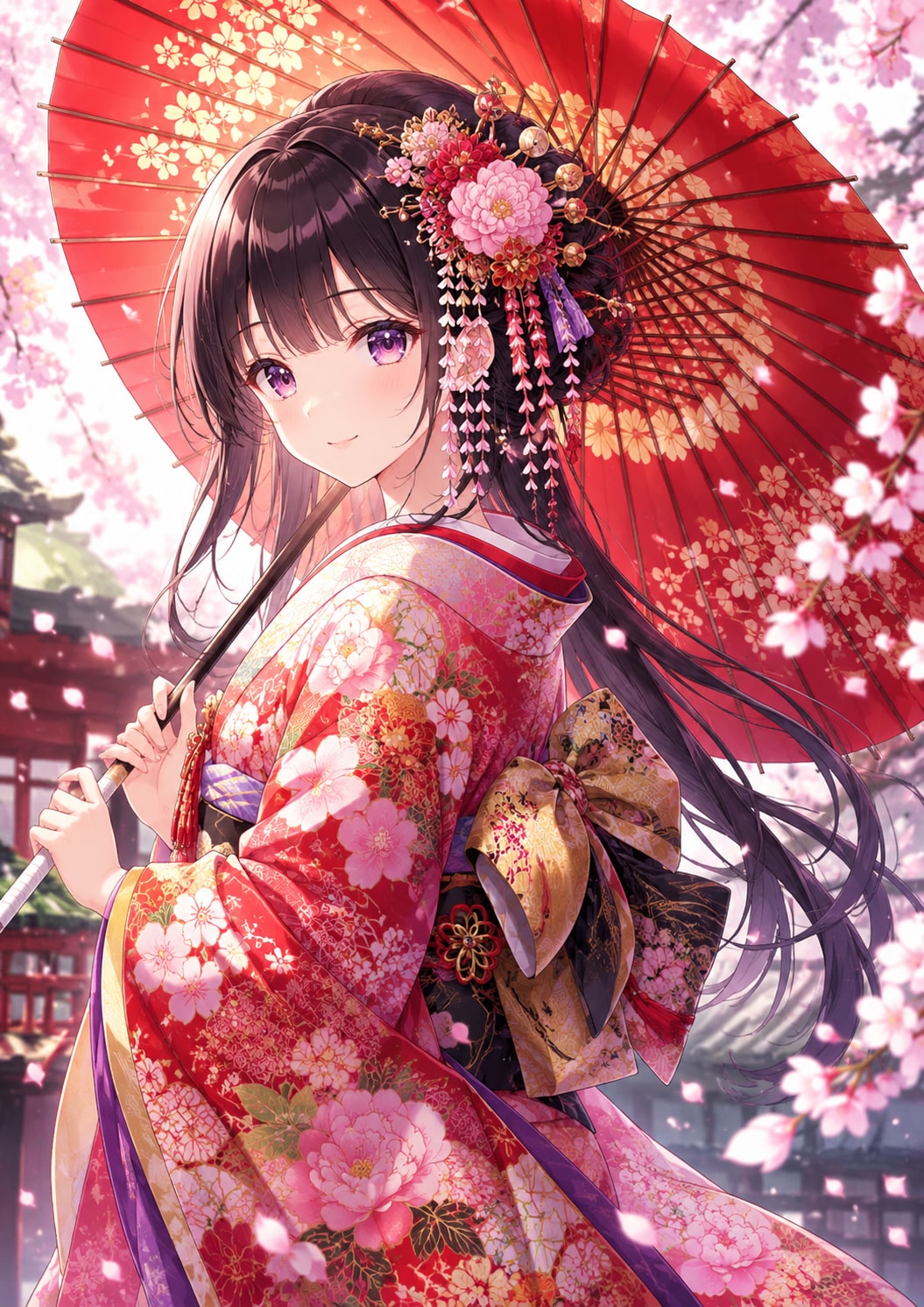 春の蔭で舞う花