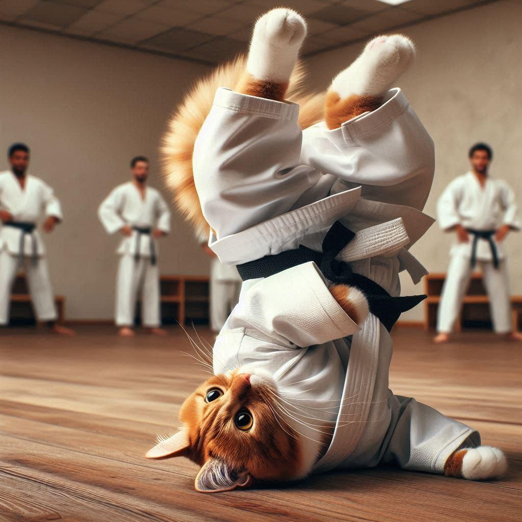 カラテをする猫
