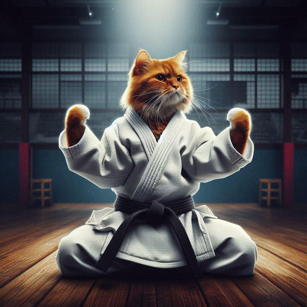 カラテをする猫