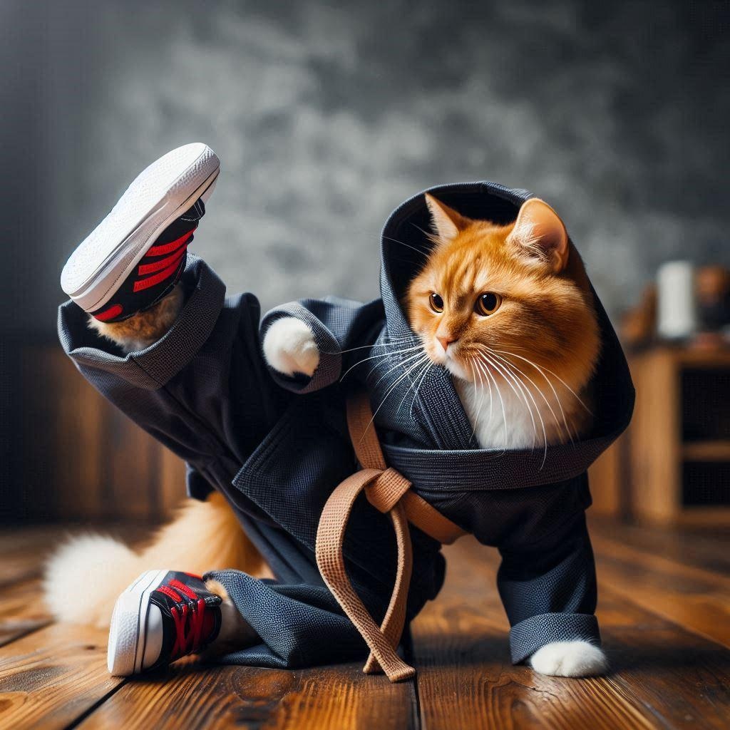 カラテをする猫