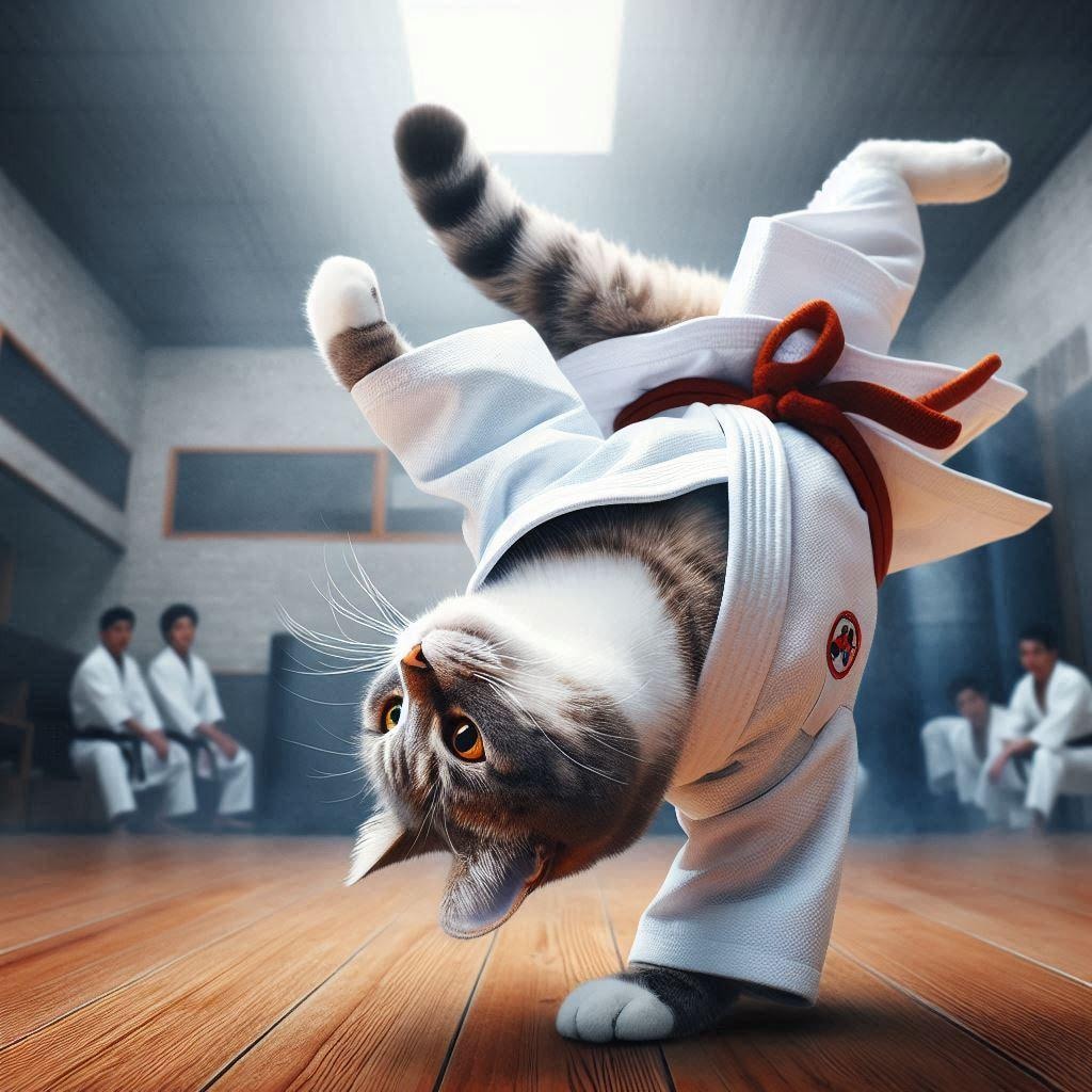 カラテをする猫