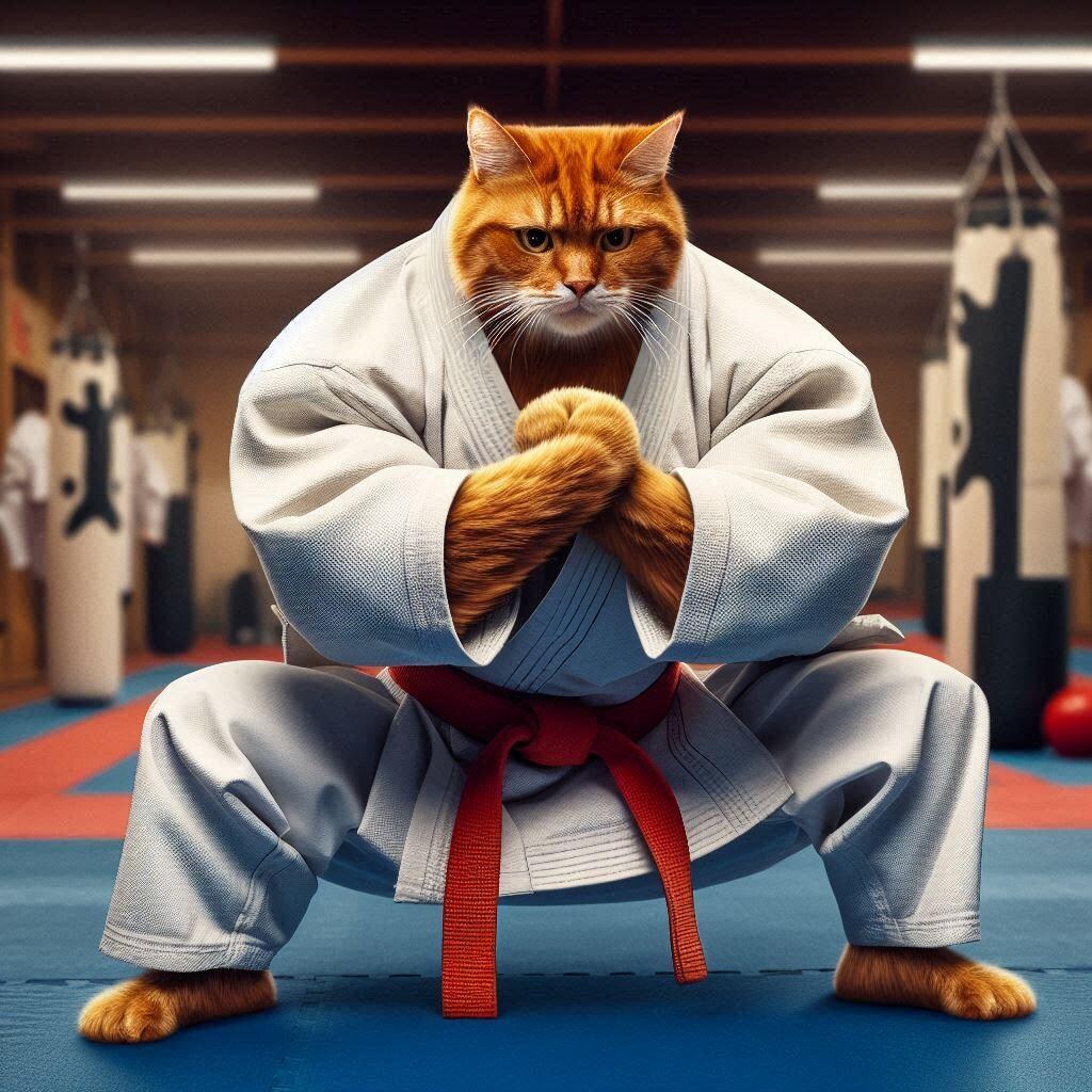 カラテをする猫