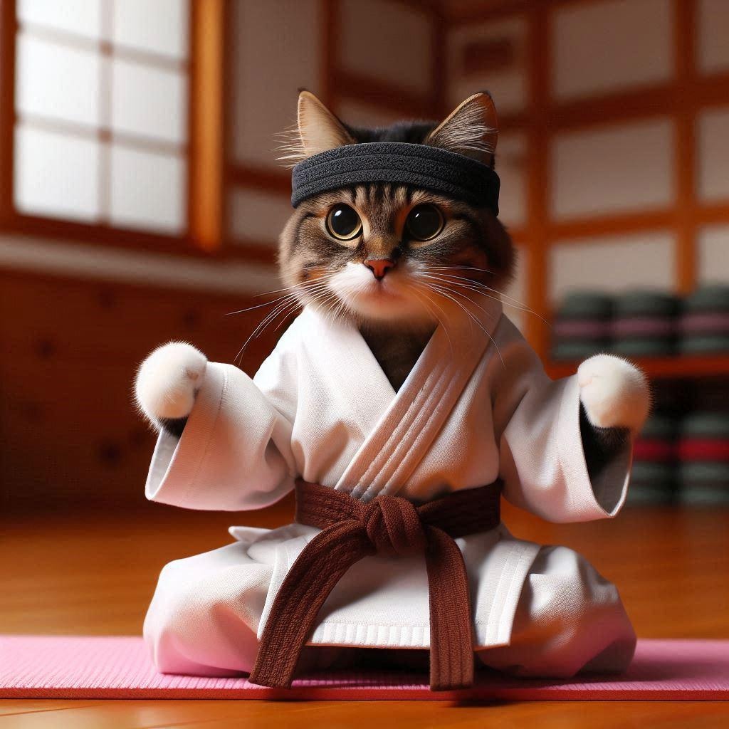 カラテをする猫