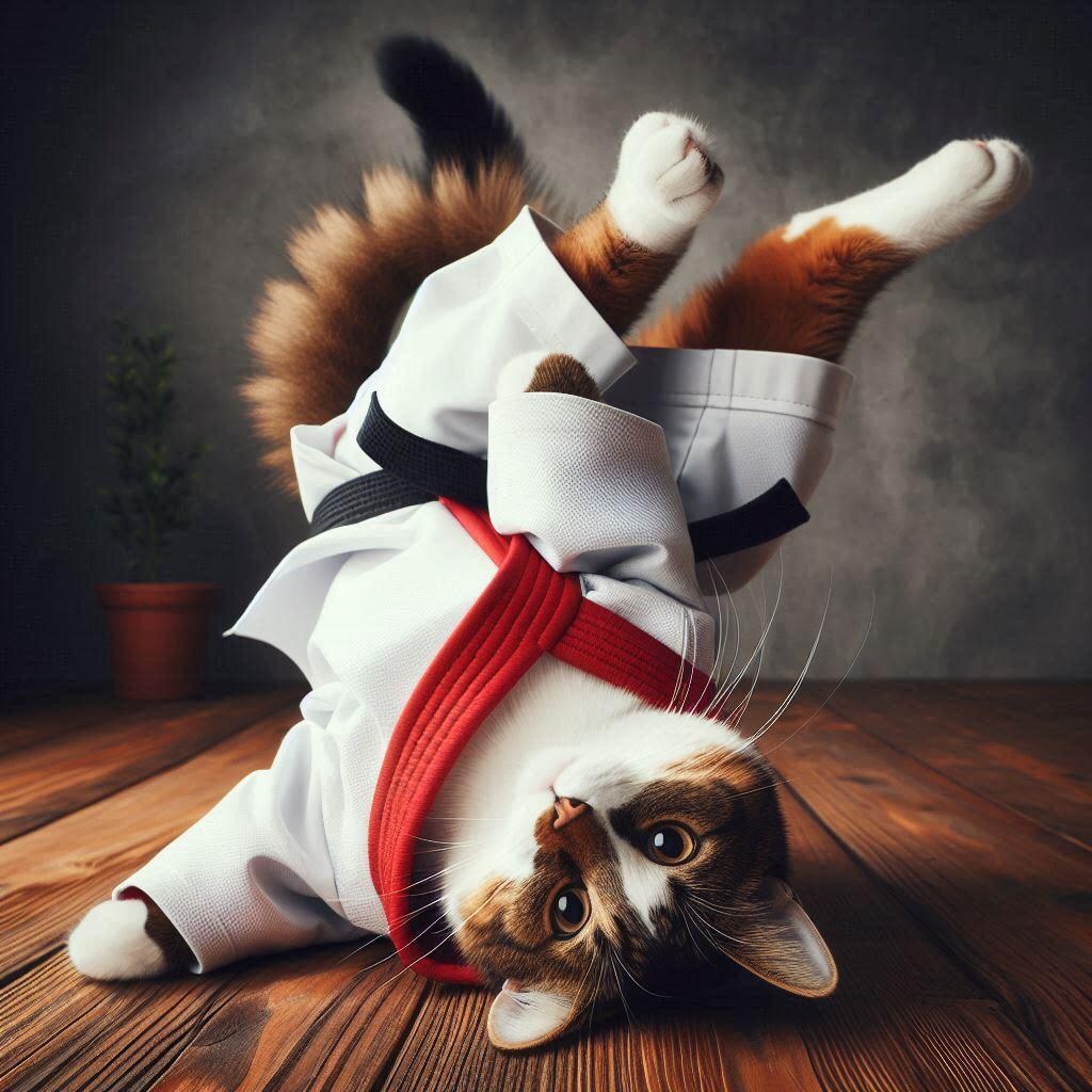 カラテをする猫