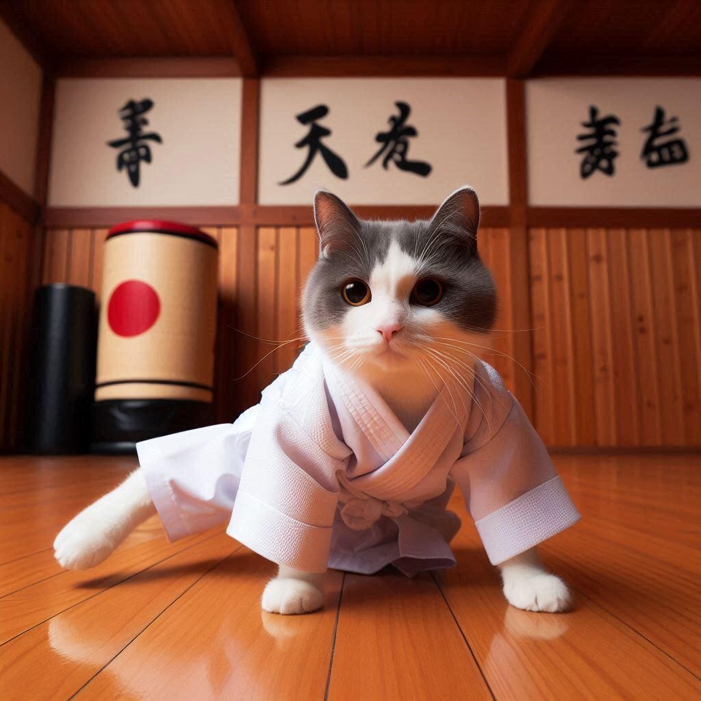 カラテをする猫