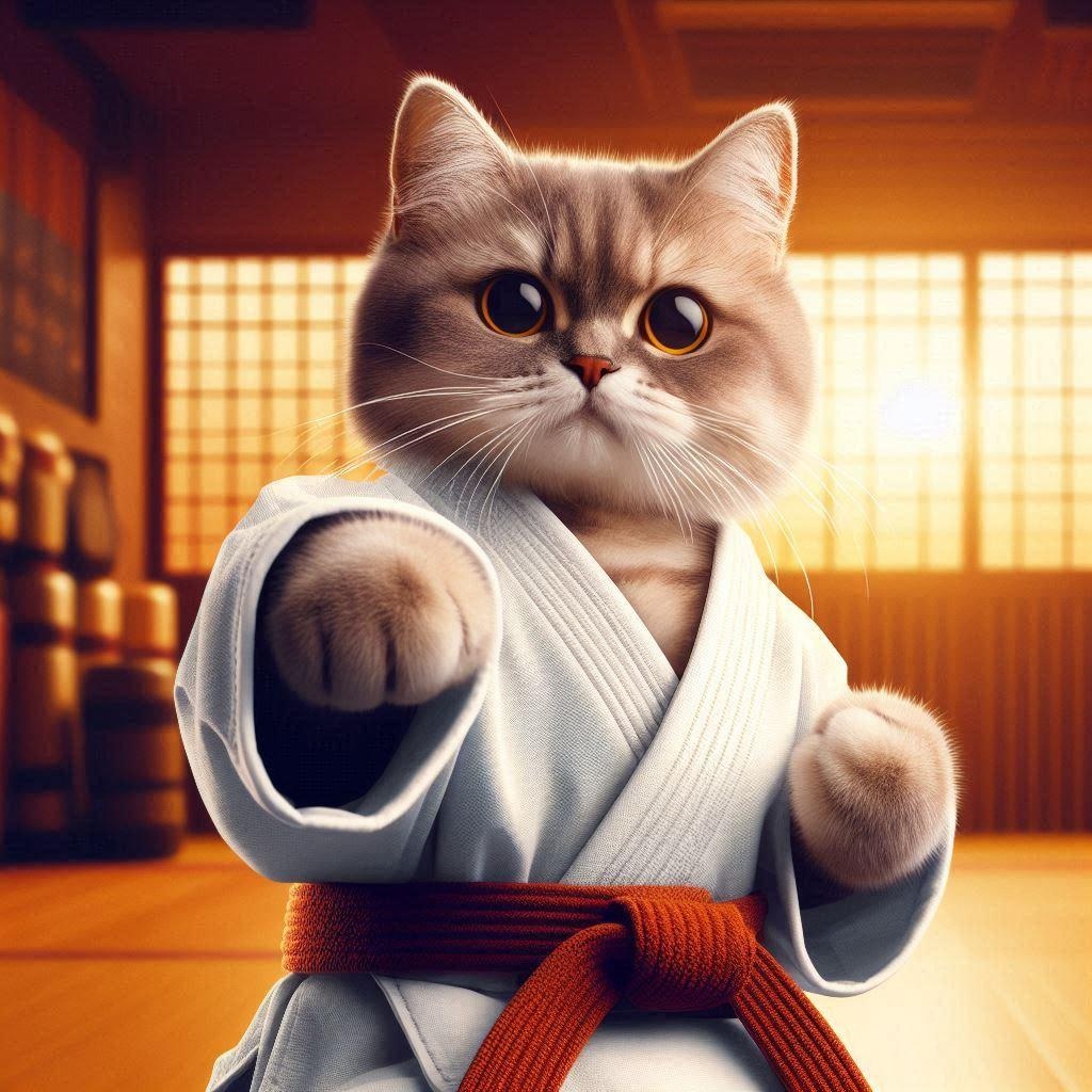カラテをする猫