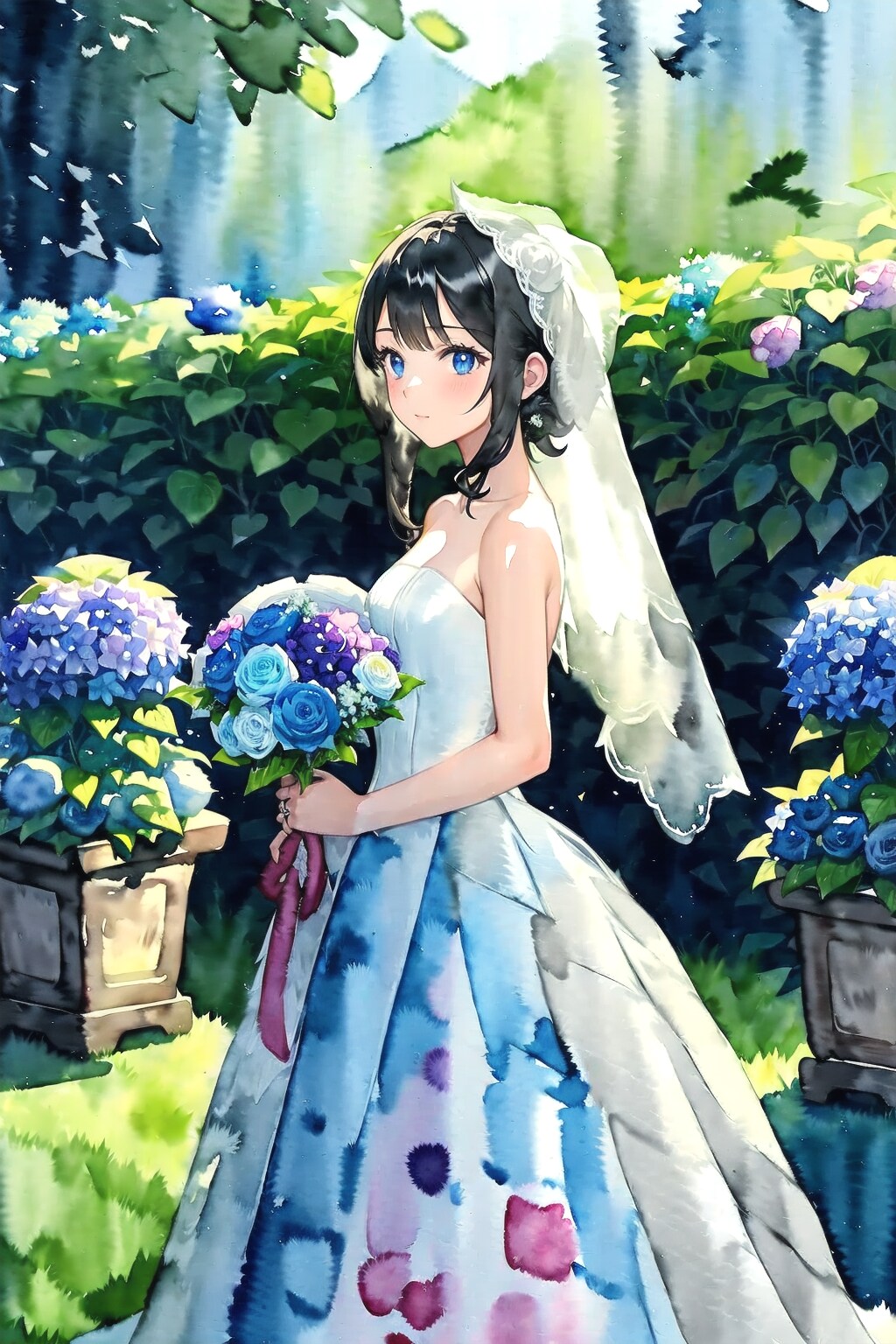 アジサイトと花嫁 | の人気AIイラスト・グラビア