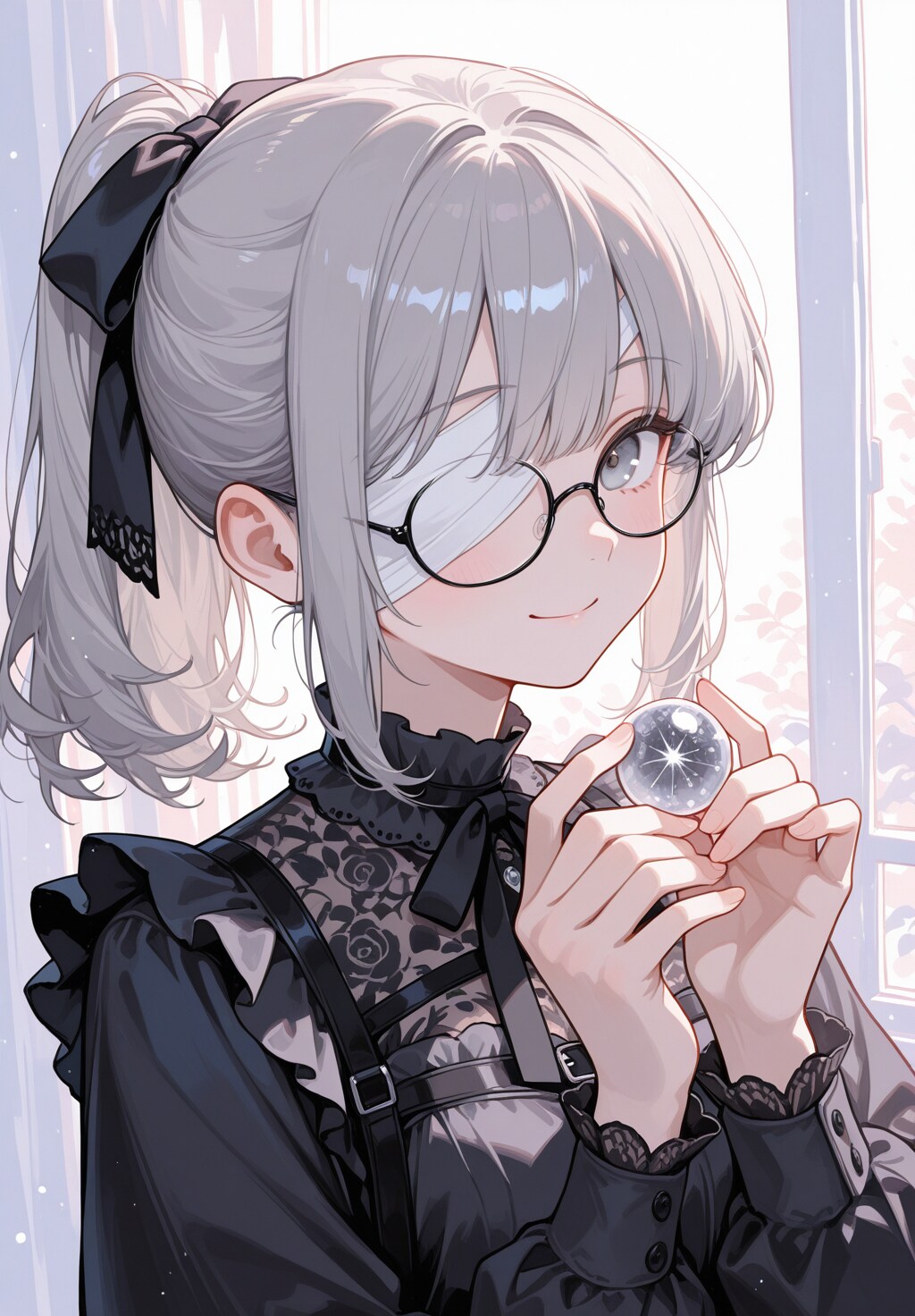 片目隠し包帯眼鏡黒ゴスポニーテール | の人気AIイラスト・グラビア