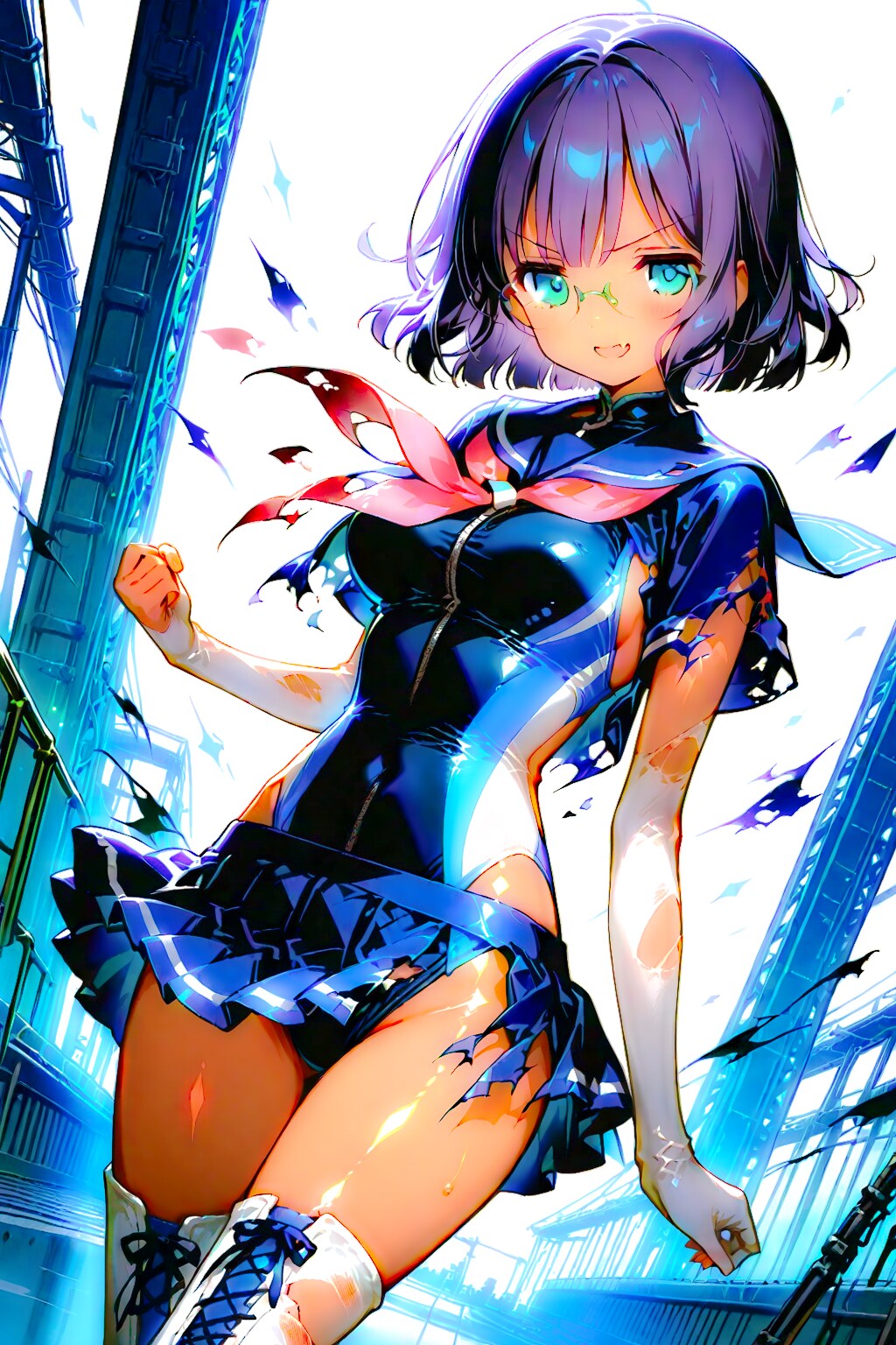 眼鏡ギャルの競泳水着ヒロインちゃん！ | の人気AIイラスト・グラビア