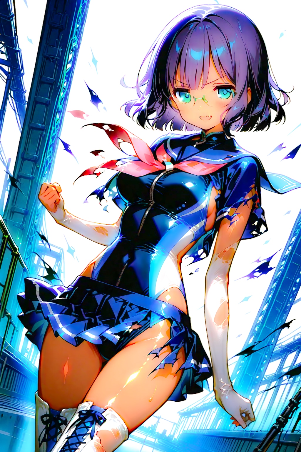 眼鏡ギャルの競泳水着ヒロインちゃん！