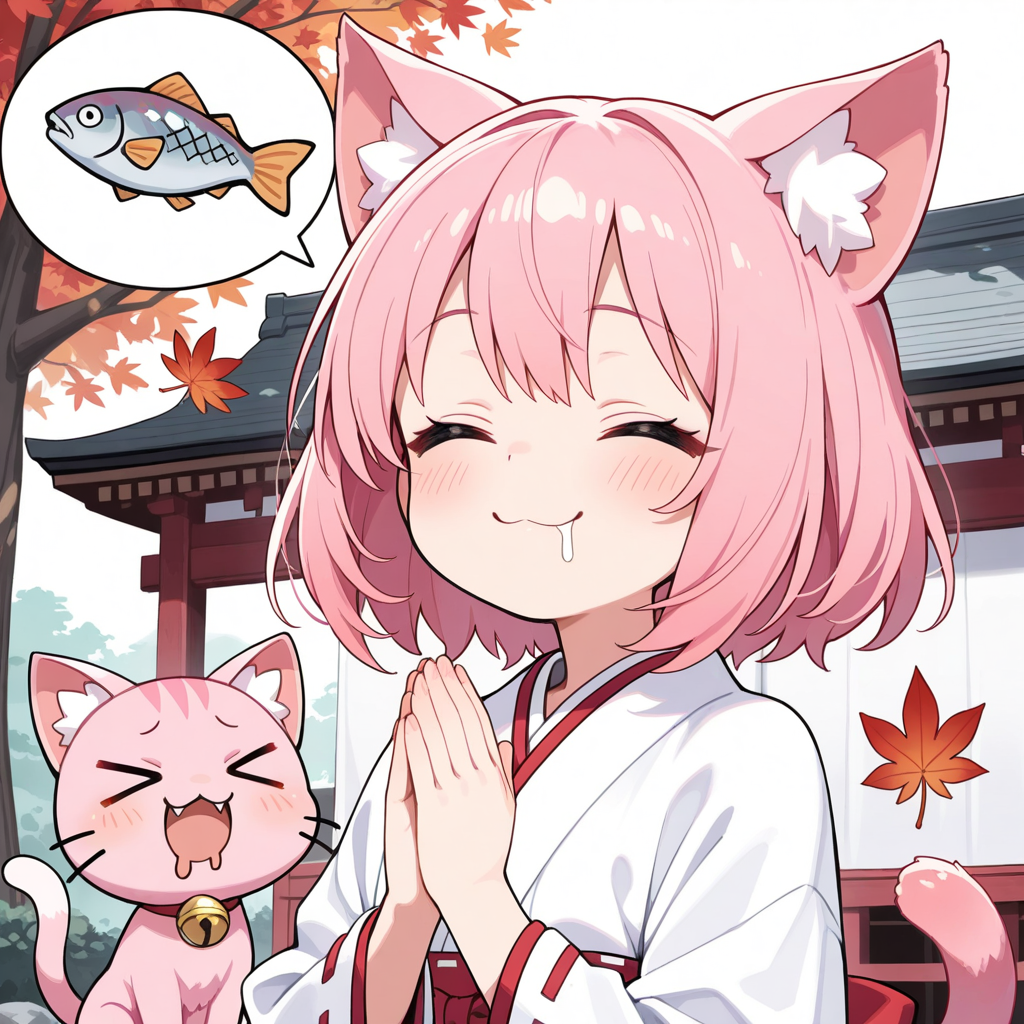 かみさみゃ！！どうかおさかにゃを食べさせてくださいみゃし！！