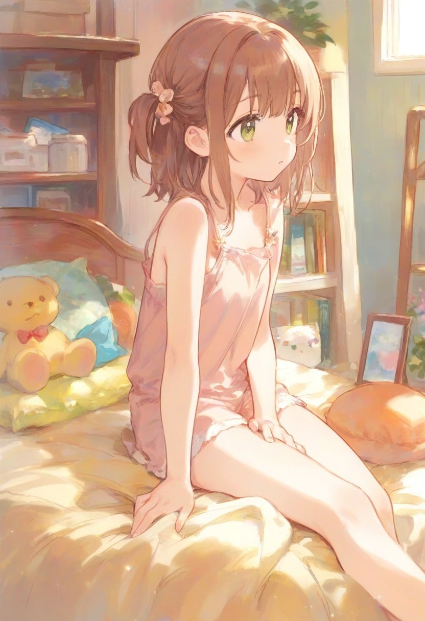 少女の部屋(水彩タッチ)(220) | の人気AIイラスト・グラビア
