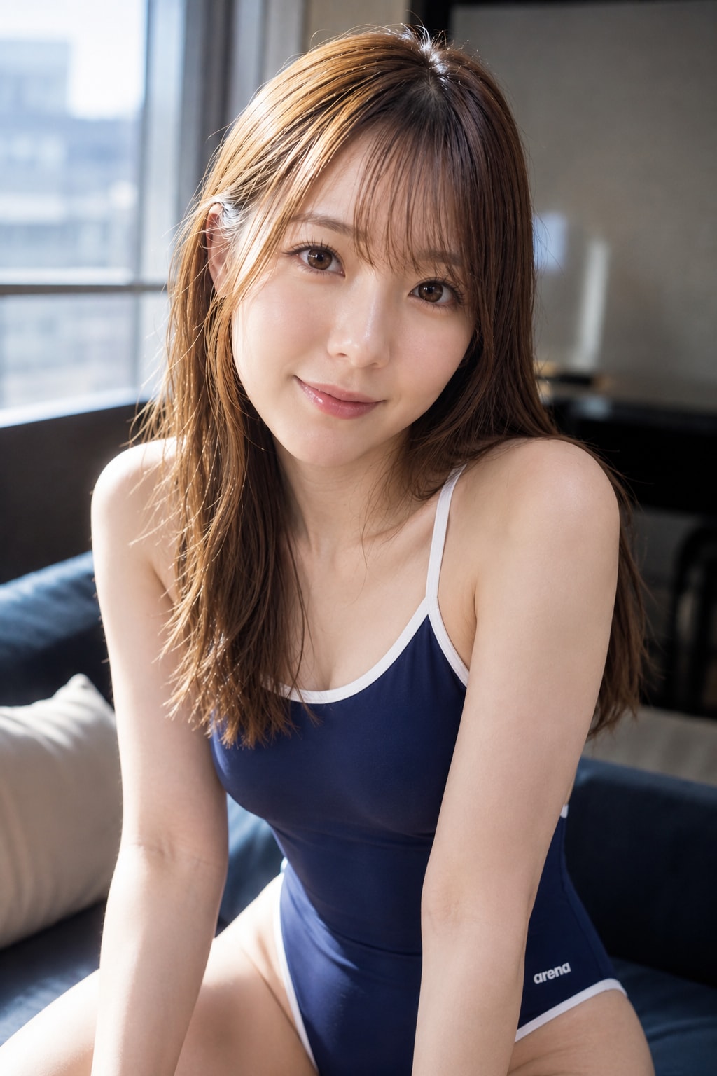 好きな芸能人似の美女にスク水を着せてみた。