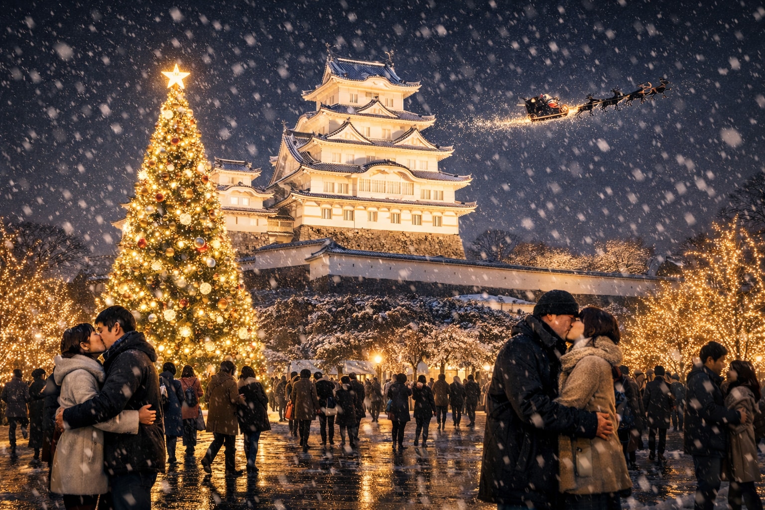 クリスマス・イブの姫路城 | の人気AIイラスト・グラビア
