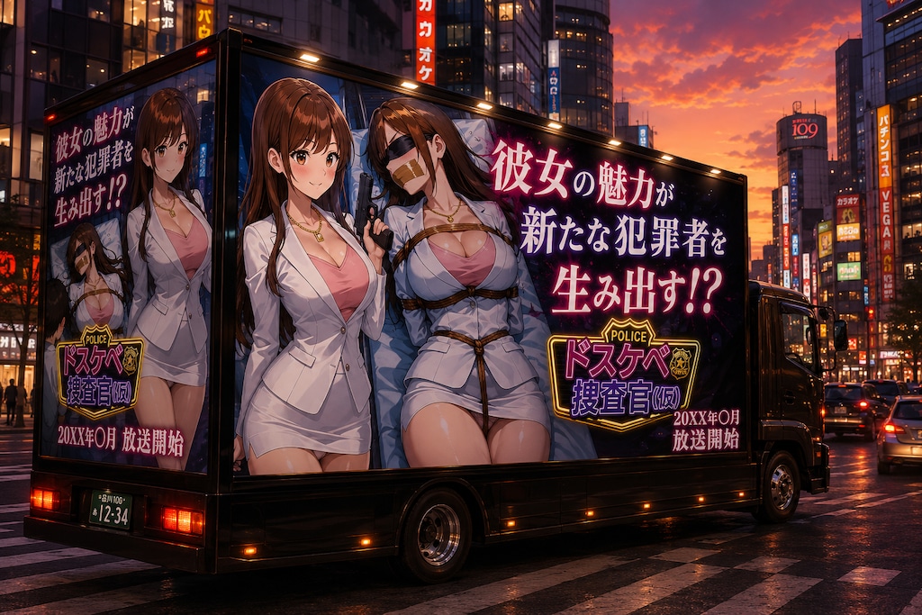 街中で堂々とエロアニメ宣伝
