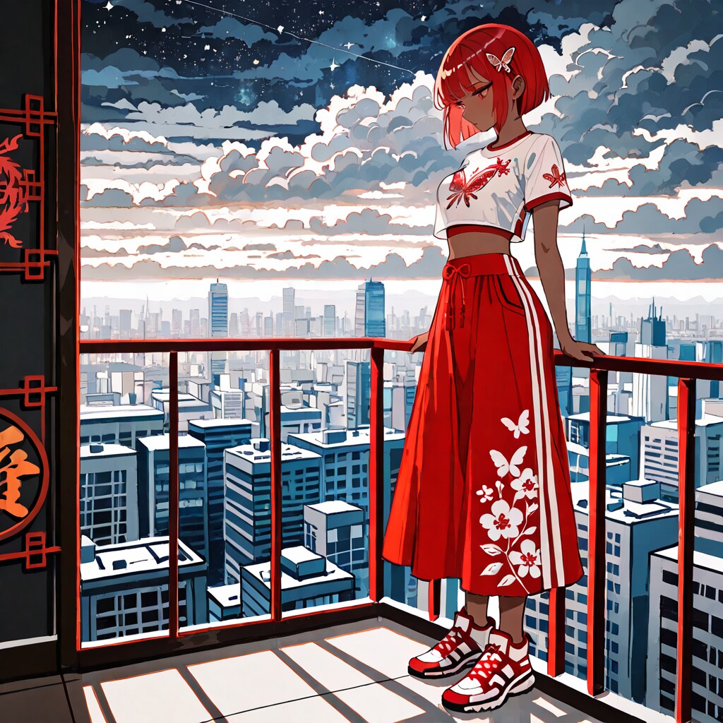 On the balcony at night