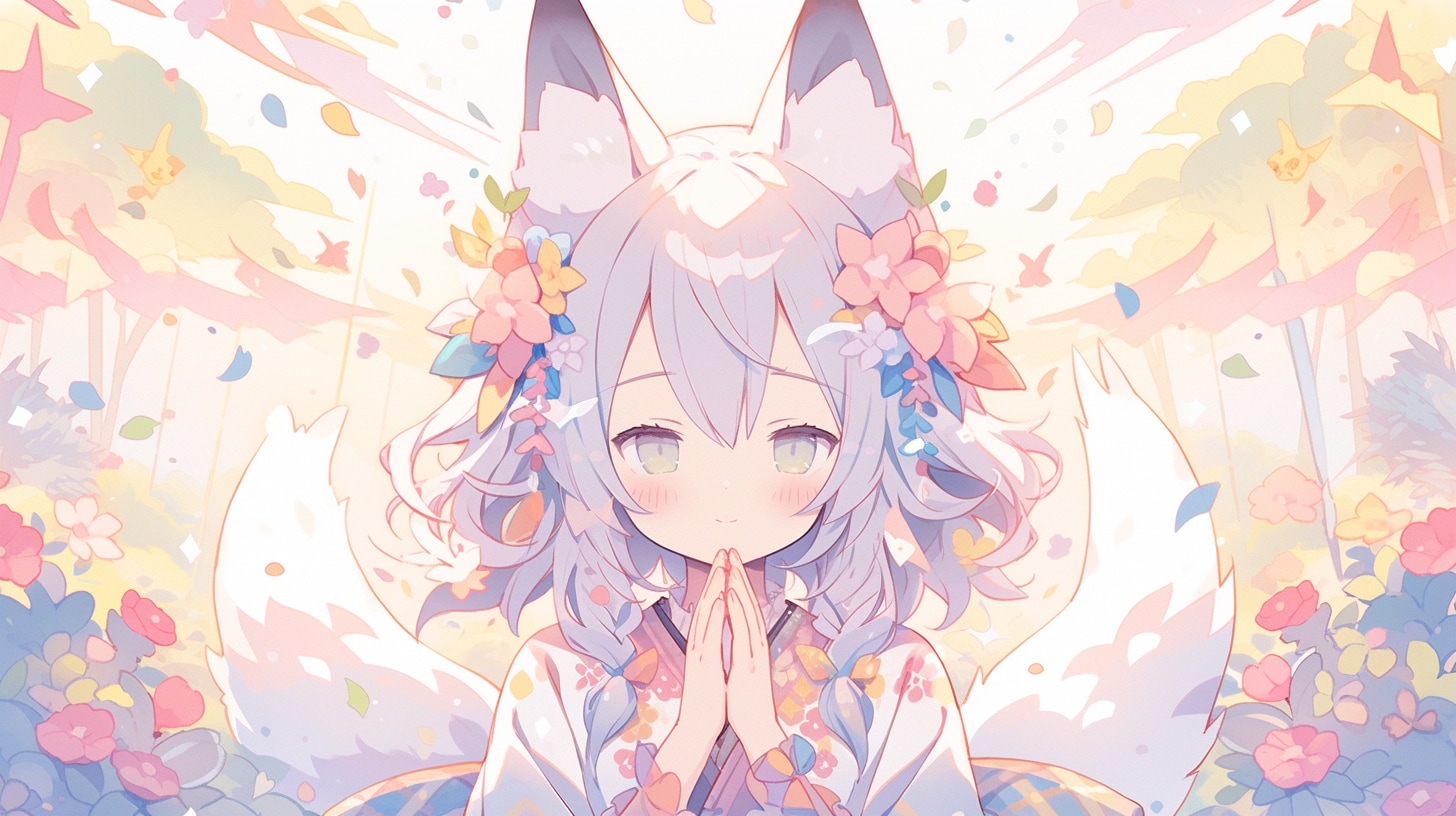 花畑の狐娘と願いの光 | の人気AIイラスト・グラビア