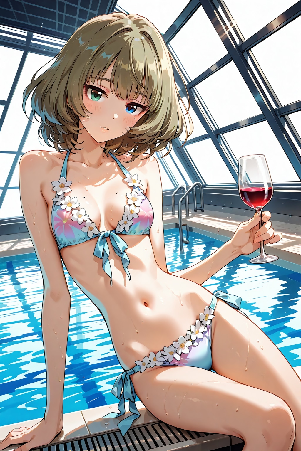 いいのでしょうか？・・・プールサイドでワインを嗜むのって。