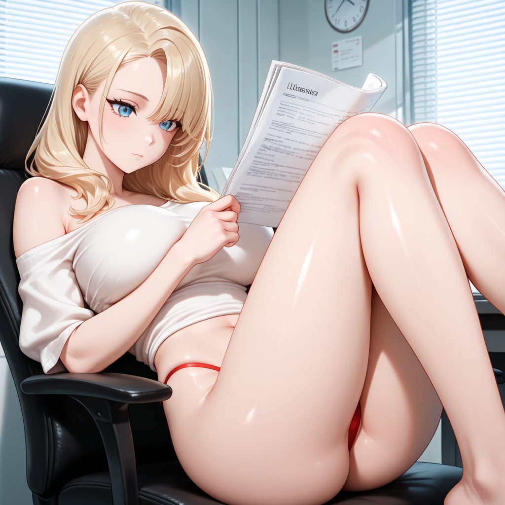 プレゼンに臨む痴女女史さんは、夜通し企画書を読み込むようです