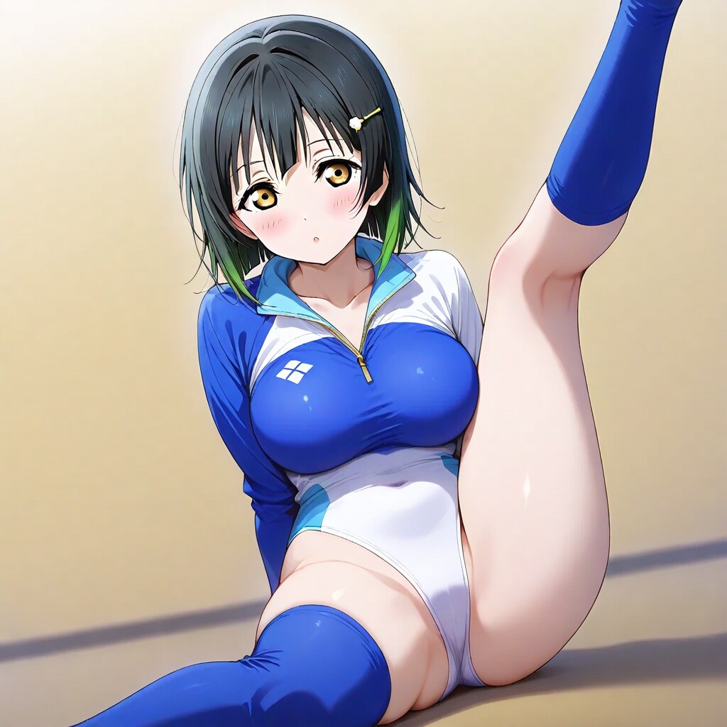 パーカー長袖ハイレグレオタード姿の美少女たち